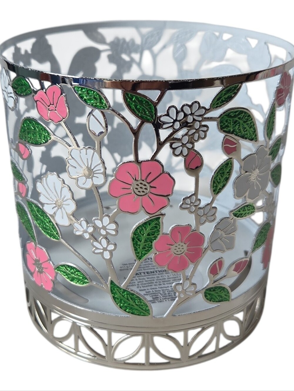 Bath & Body Works Floral 3-Wick Candle Holder Sleeve Spring Pink Flowers New